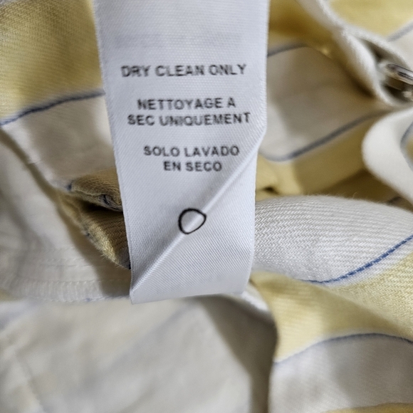 FRAME Women's butter Yellow Haze Striped Belted Linen Breathable  Shorts Size 12 - Picture 7 of 10